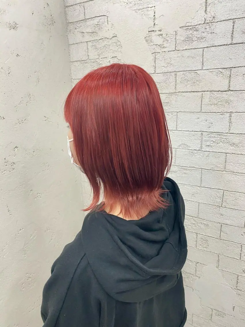 ミディアム カラー カシス レッドカラー グレージュ達人/赤み 消し/ブリーチ/岩崎のヘアスタイル