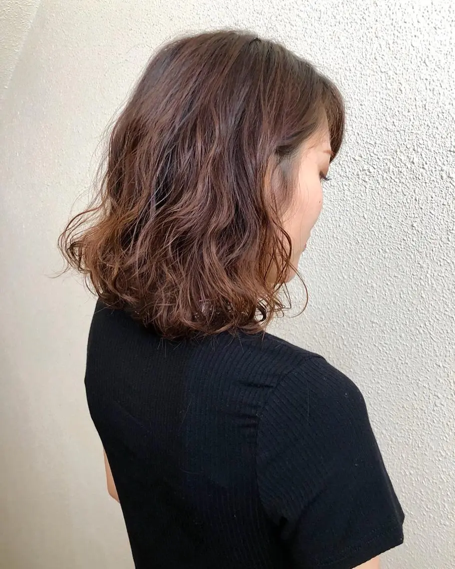 ミディアム カラー パーマ ミディアムパーマ ツキノキ　ミナ 8月から西梅田店のヘアスタイル