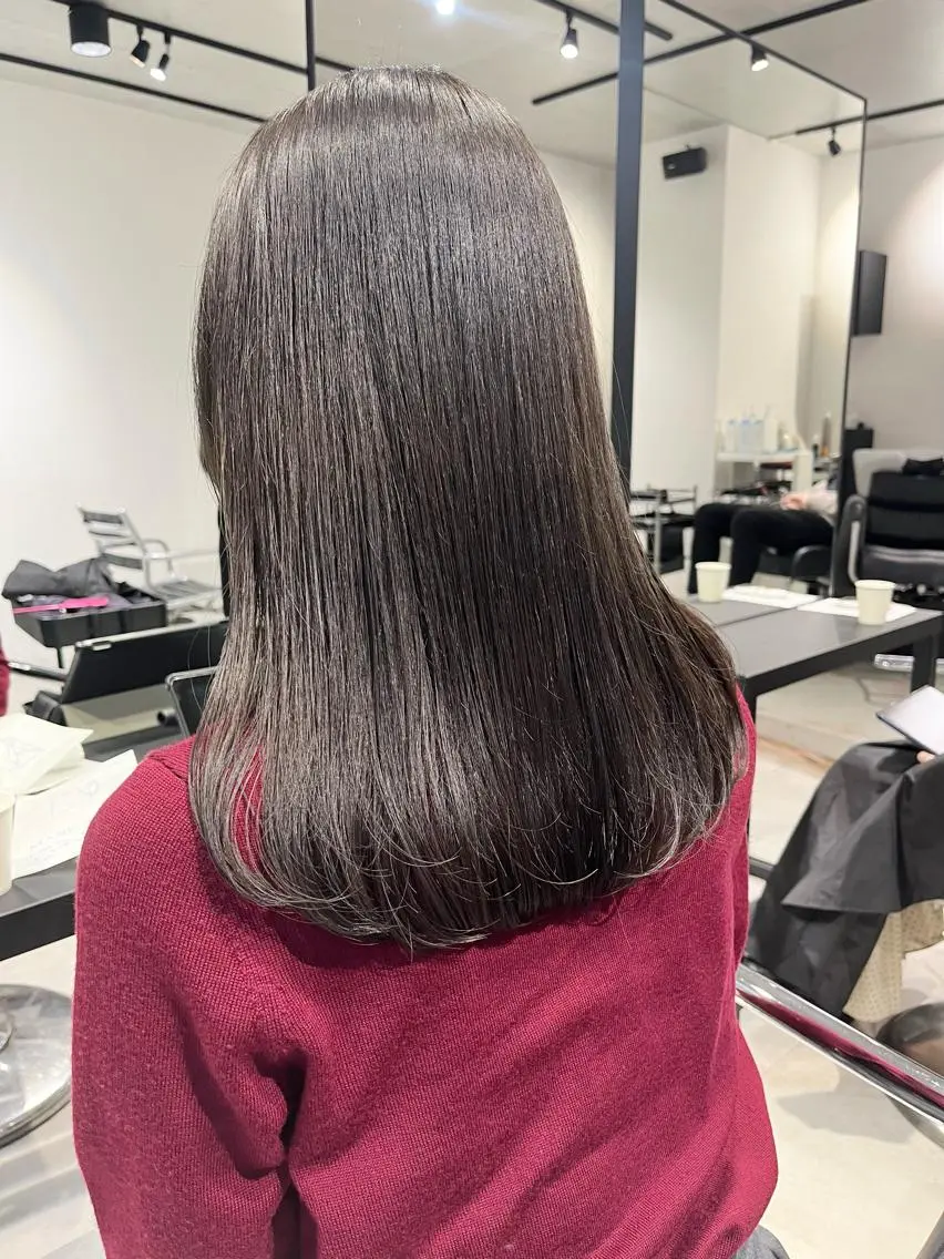 ミディアム カラー パーマ ヘアアレンジ カット ヘアカラー トリートメント ヘッドスパ ヘアセット 透明感/オリーブ/ グレージュ/YUKAのヘアスタイル