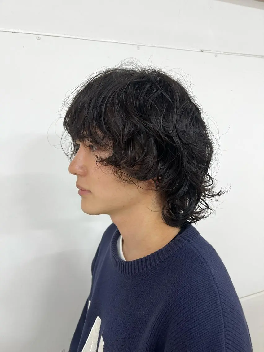 ロング パーマ メンズ メンズウルフカット ロング ウルフカット 🤍中野 レオ🤍のヘアスタイル