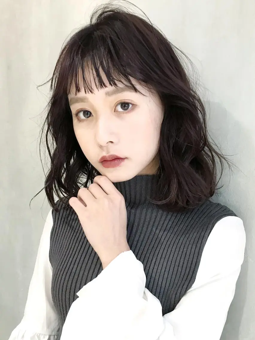 ミディアム カラー パーマ ヘアアレンジ ボブ 顔周りカット ニュアンスパーマ ITbyALBUM 中野店のヘアスタイル