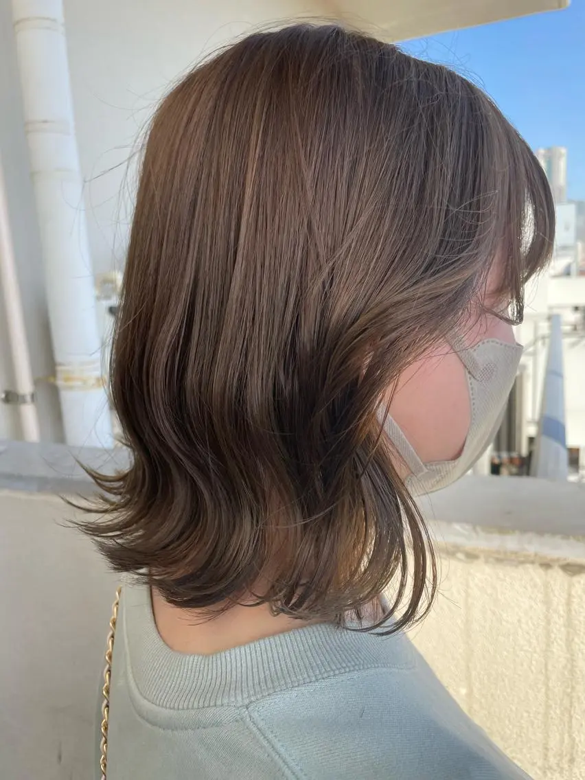 ミディアム カラー ヘアカラー トリートメント ヘアセット 透けるカラー💐 maeのヘアスタイル