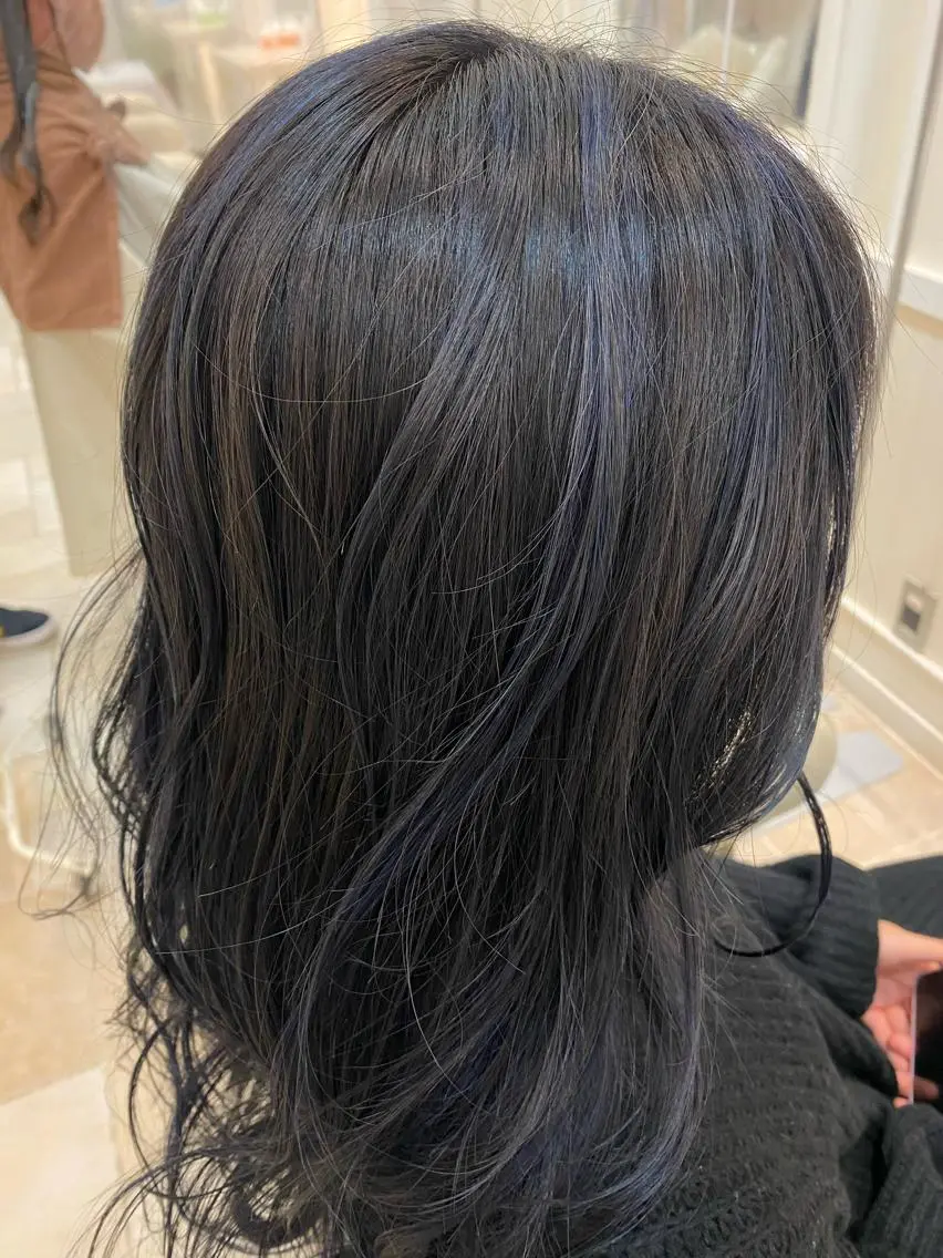 ロング カラー 黒髪 ブルーカラー ブルーブラック ネイビーカラー 【デザインカラー】 🕊️村田 菜々美のヘアスタイル