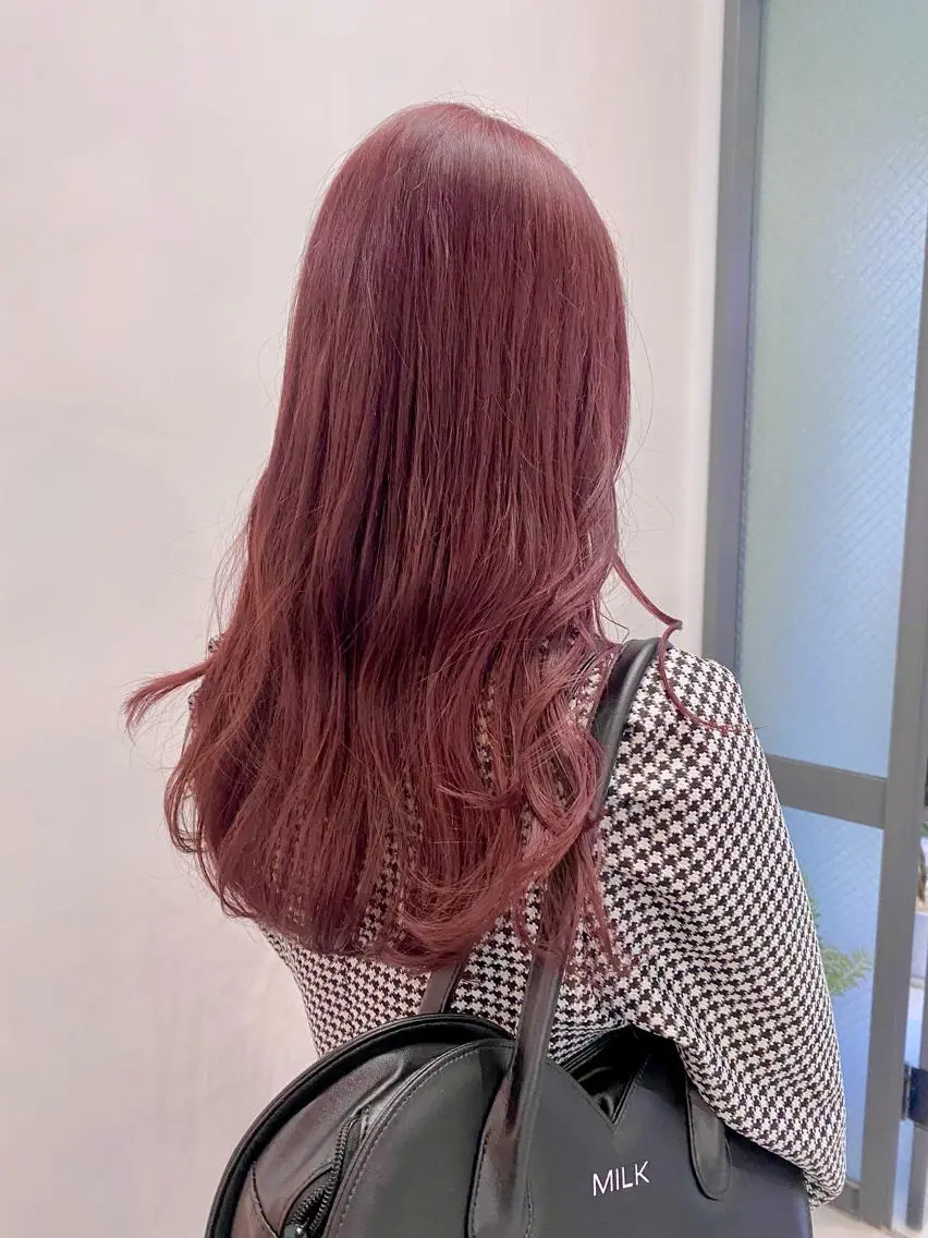 ロング カラー ブリーチ ブリーチなしカラー ピンクカラー 天神最安値エクステ カラーレイヤーカットのヘアスタイル