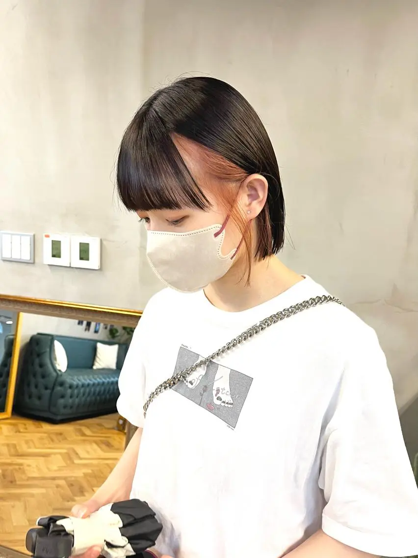 ショート カラー ヘアアレンジ ブリーチ ピンクカラー ena/ブリーチなし 透明感・レイヤー🎀のヘアスタイル