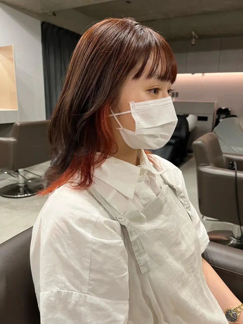 ミディアム ヘアカラー ロングパーマ木村 ボブパーマのヘアスタイル