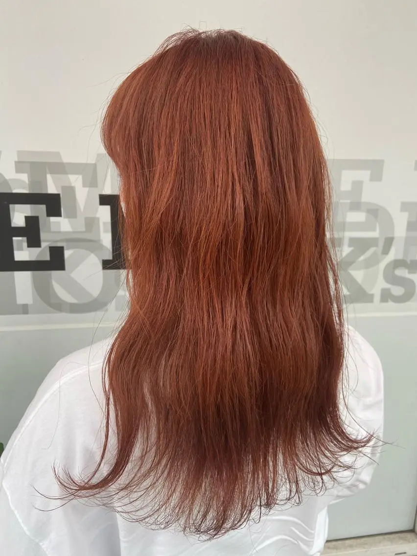 セミロング カラー 韓国風カラー オレンジ 韓国風ヘア Amour なぐらのヘアスタイル