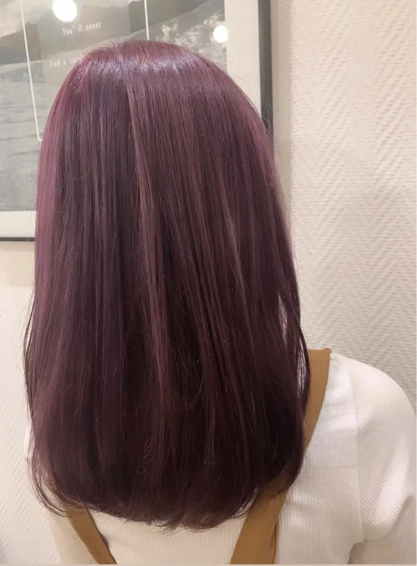 セミロング カラー ピンクカラー バイオレットカラー 🍓 JURiA 🍓のヘアスタイル