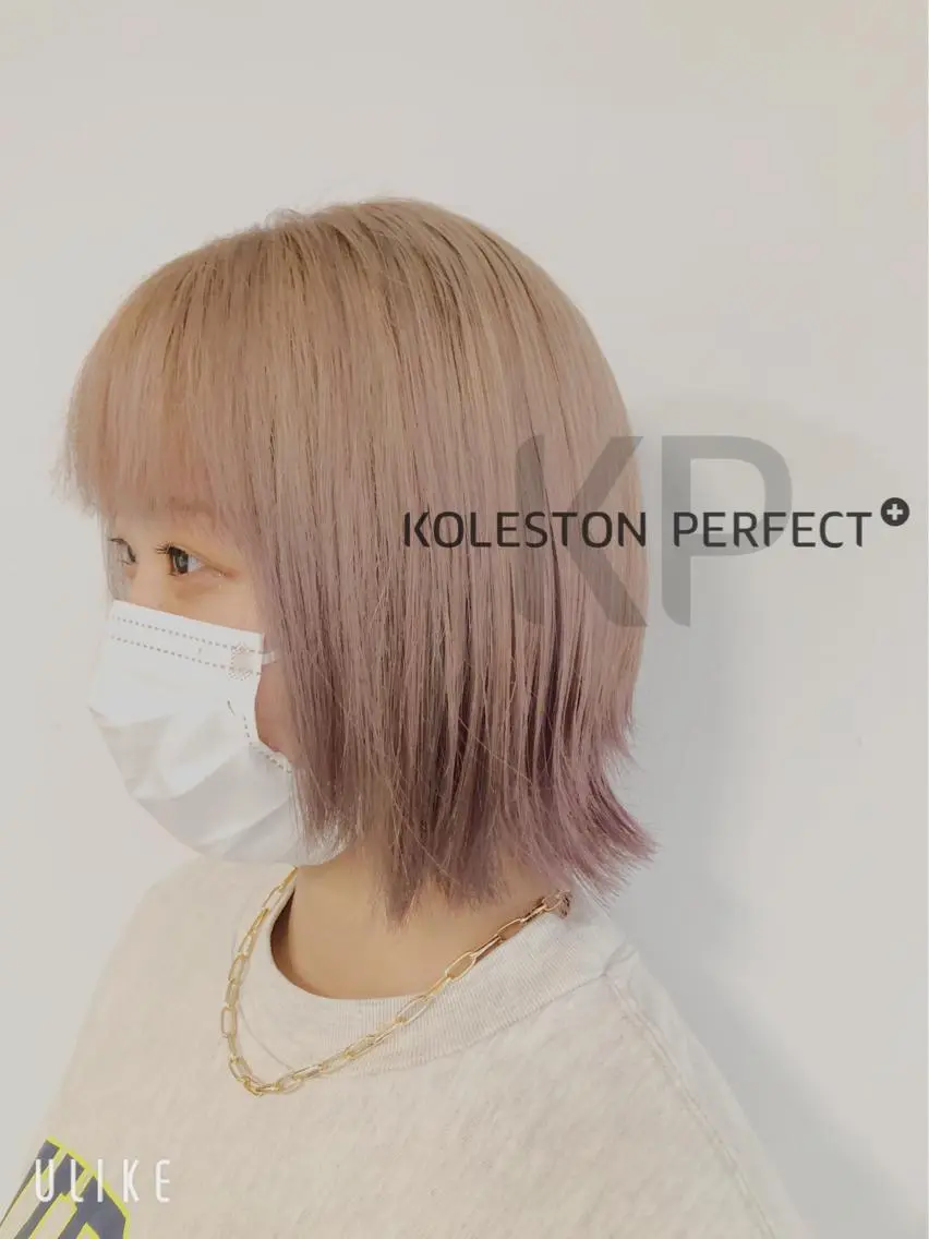 ミディアム カラー ブリーチ 藤田 菜摘のヘアスタイル