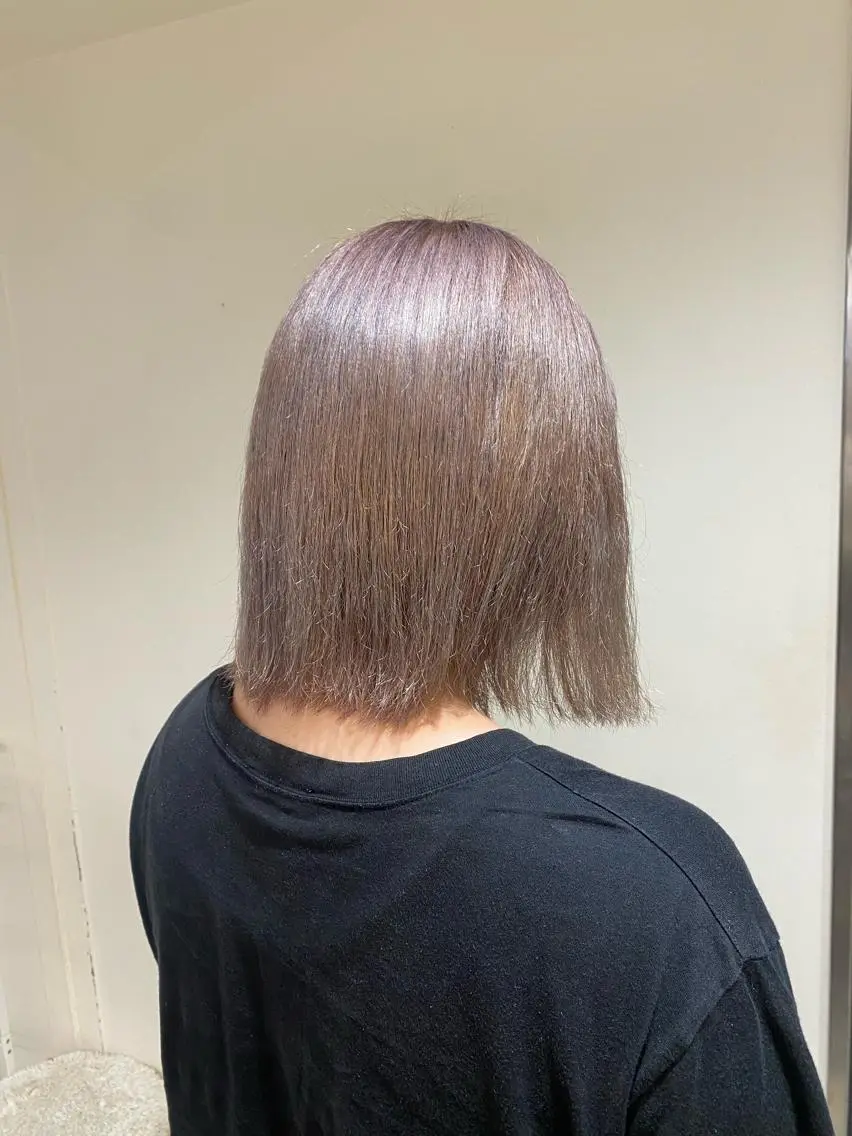 ミディアム カラー ヘアアレンジ ブリーチ ラベンダーカラー ヘアカラー ボブ /ニュアンス/ satomi🧸💖のヘアスタイル