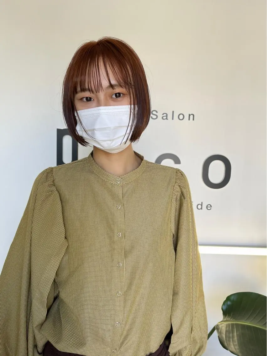 ショート カラー ヘアアレンジ アイブロウ ブラウンカラー オレンジ オレンジブラウン 🫧umu.🫧韓国 /レイヤーカットのヘアスタイル