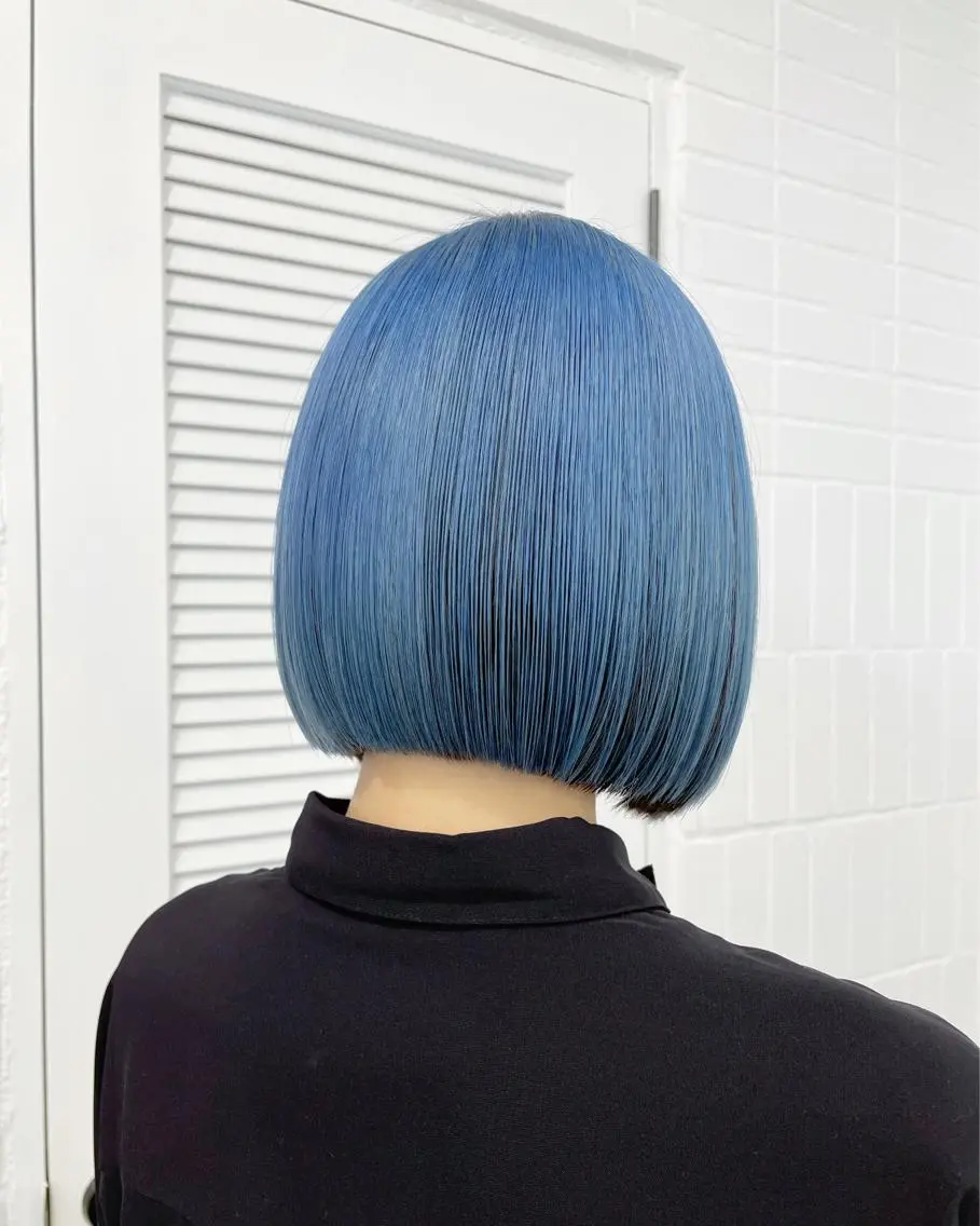 ミディアム カラー ヘアアレンジ 黒髪 ブルーカラー インナーカラー ヘアカラー トリートメント ボブ×柔らかいカラー 🌷misaki𓍼のヘアスタイル