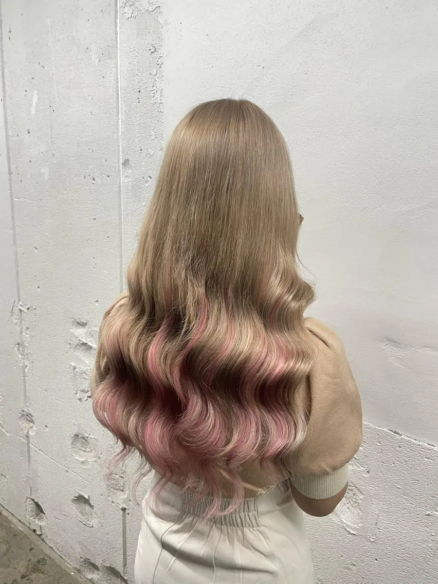 ロング カラー シールエクステ バレイヤージュ ミストバング ダブルカラー  フェイスフレーミング ヘアカラー エクステ 🧡艶髪/エクステ 🫧🧡YUKI❄️のヘアスタイル
