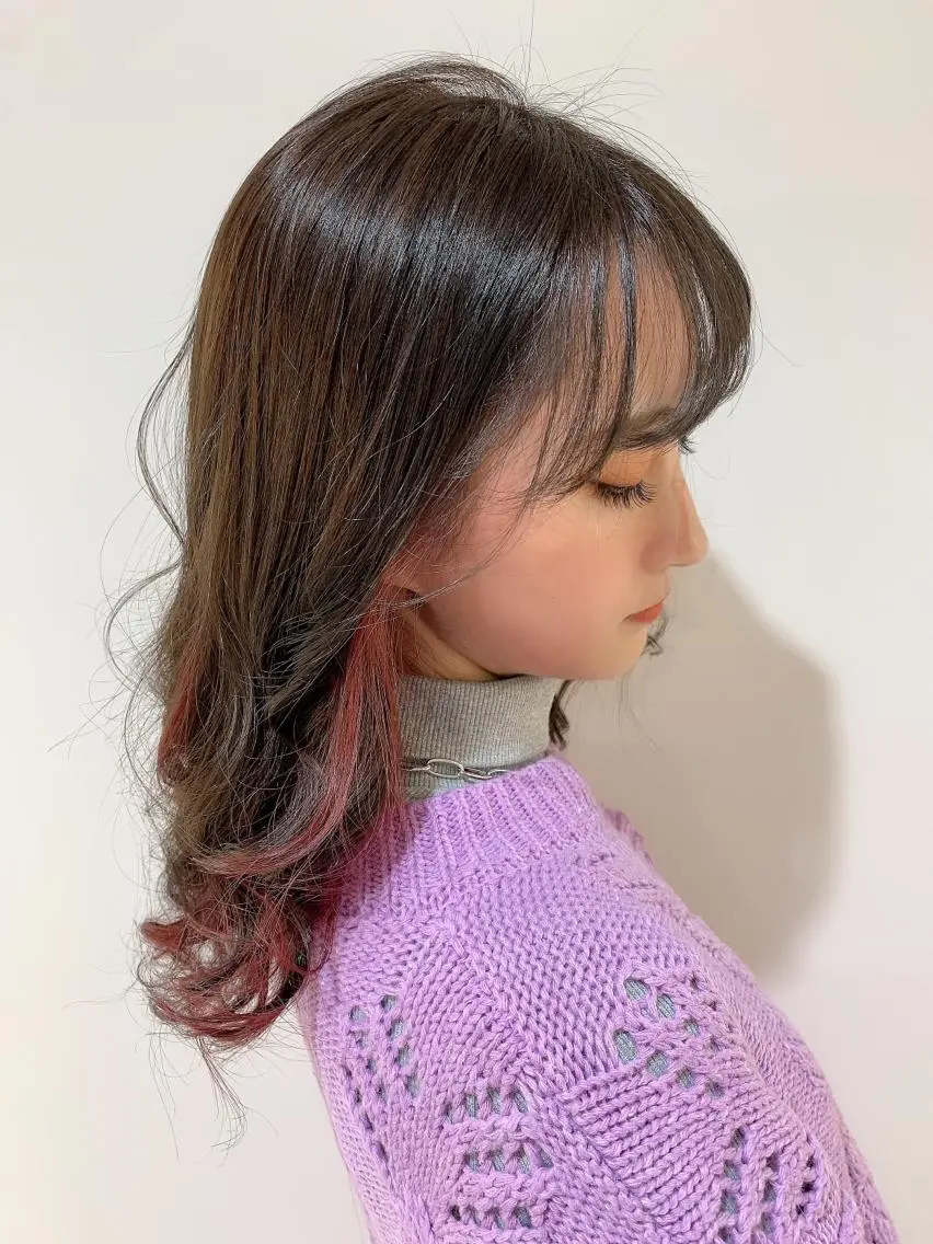 セミロング カラー 🍓韓国ヘア レイヤ ーカット🍓笠原 葵のヘアスタイル