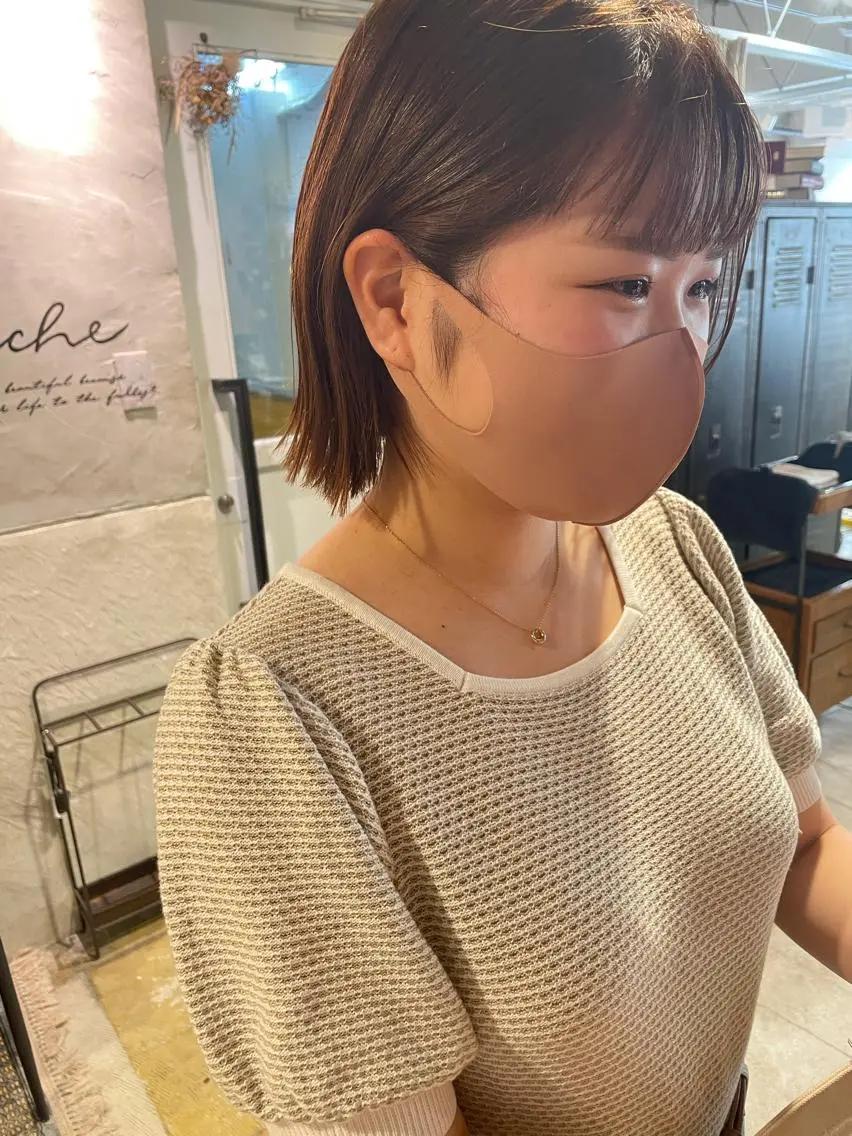 ミディアム カット ヘアカラー トリートメント ayane⭐️ボブ・ ショート・パーマのヘアスタイル