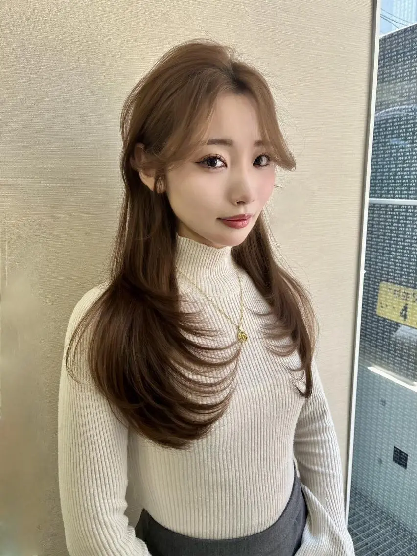 カラー 韓国風レイヤーカット 🇰🇷渋谷のヘアスタイル
