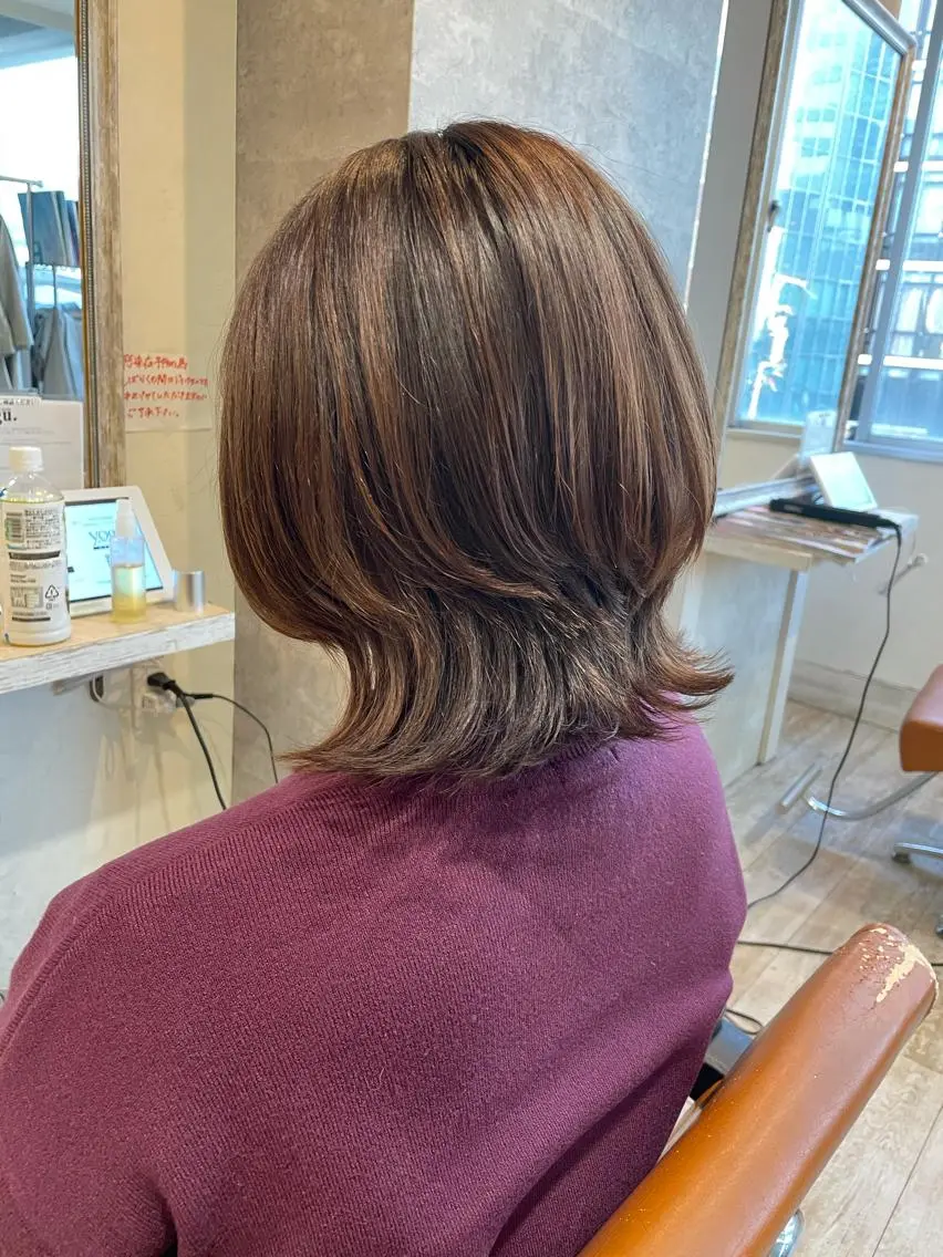 ミディアム カラー 小顔/似合わせカット 杉山莉菜のヘアスタイル