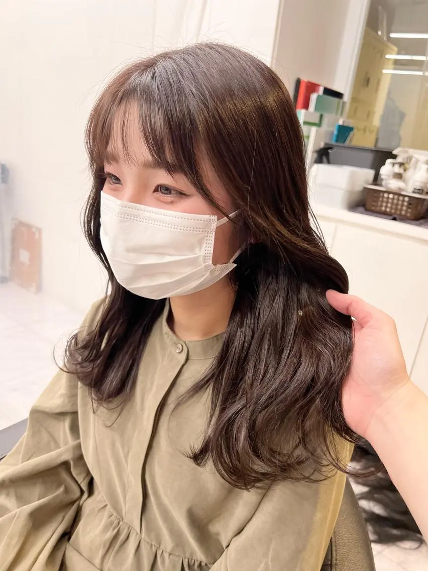 ロング カラー パーマ ヘアアレンジ メンズ キッズ ネイル マツエク・マツパ アイブロウ 上品＆韓国風 🥀海心🥀のヘアスタイル