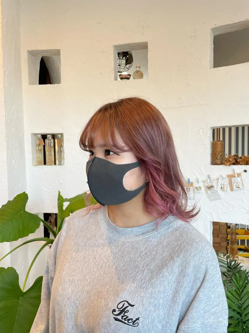 ミディアム カラー ベージュカラー インナーカラー ピンクカラー ヘアカラー 🌸小掛🌸 豊橋外国人風カラーのヘアスタイル
