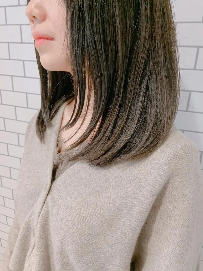 セミロング カラー アッシュ 顔まわりレイヤー レイヤーカット 韓国hair🦋 Nanaのヘアスタイル