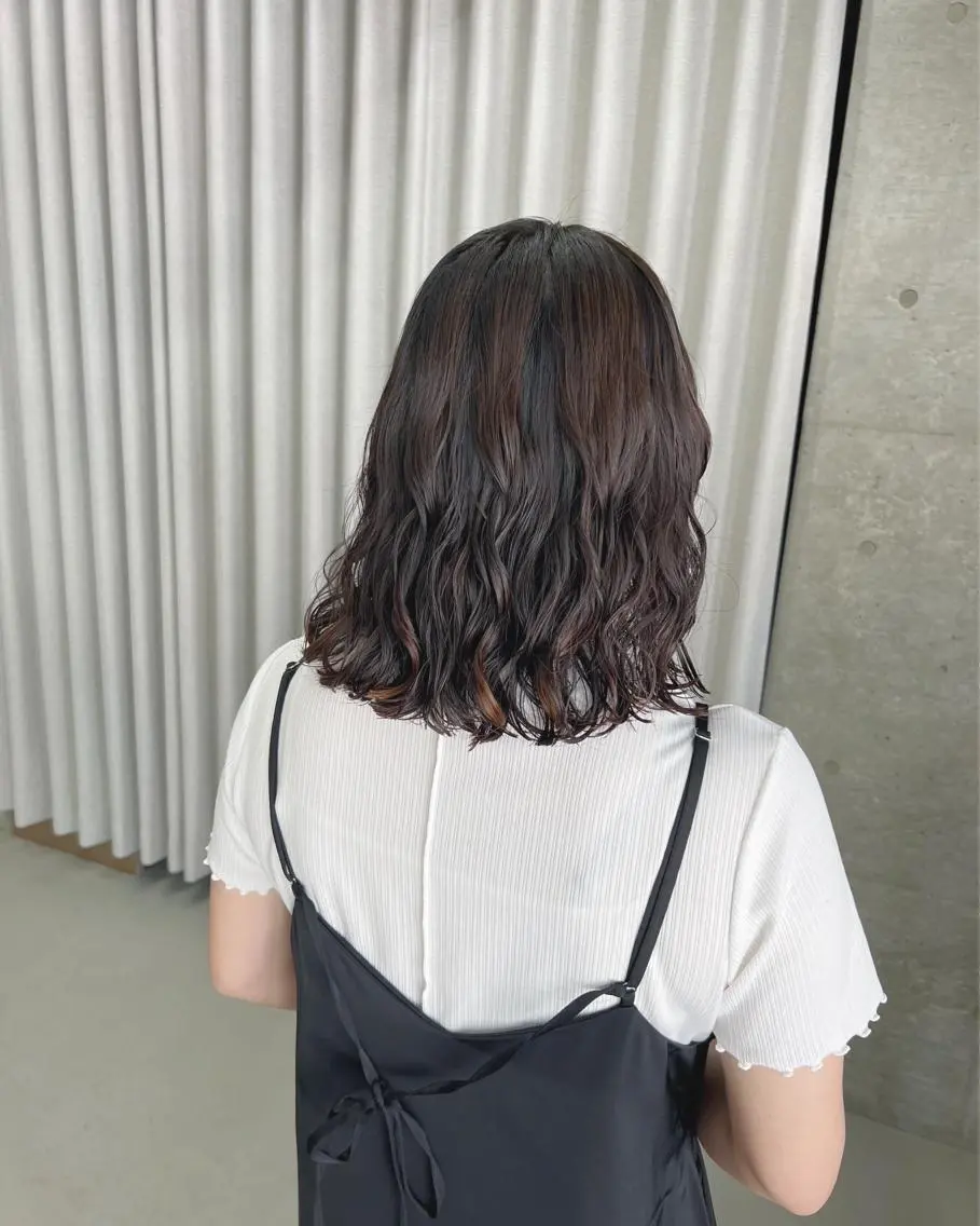 ミディアム パーマ カット パーマ トリートメント ボブパーマコテ巻き風 パーマNo1深江秀平のヘアスタイル