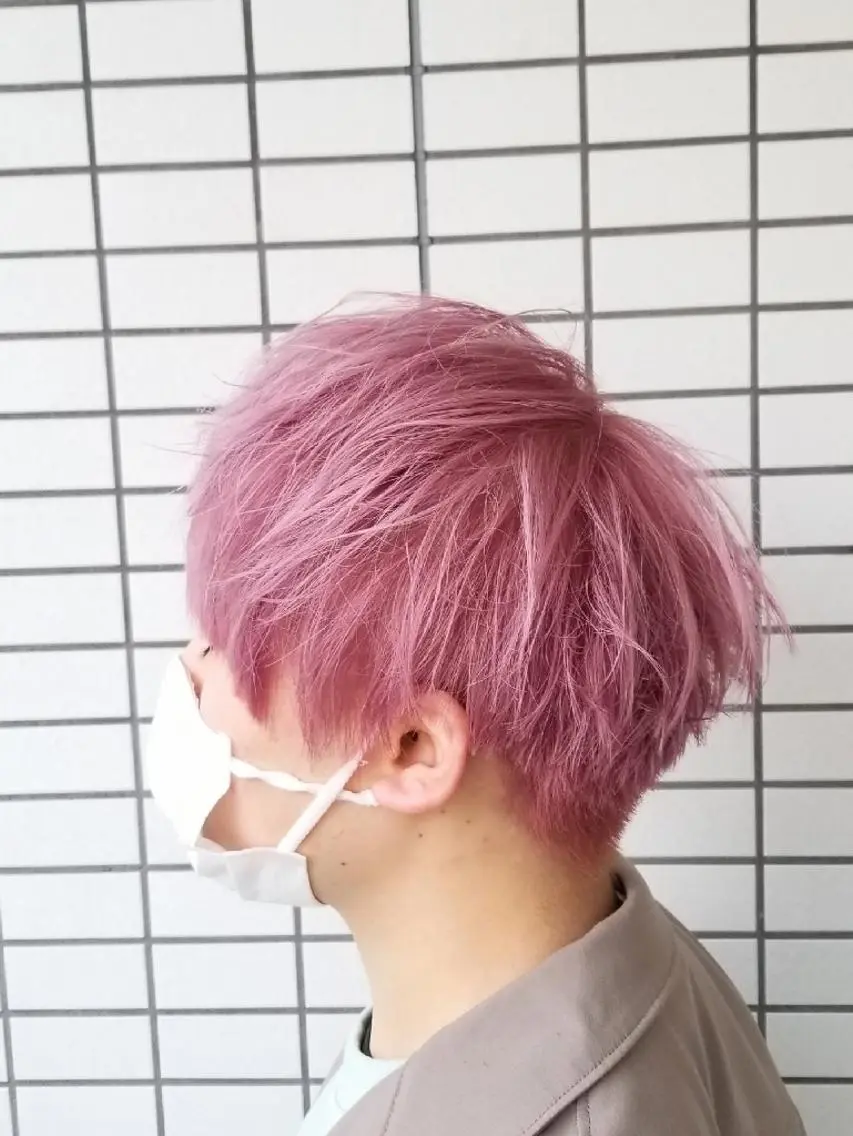 メンズ カラー メンズブリーチ ブリーチ ピンクカラー ホワイトピンク ヘアカラー 🌿赤み消し/ 艶カラー落合 優🌿のヘアスタイル