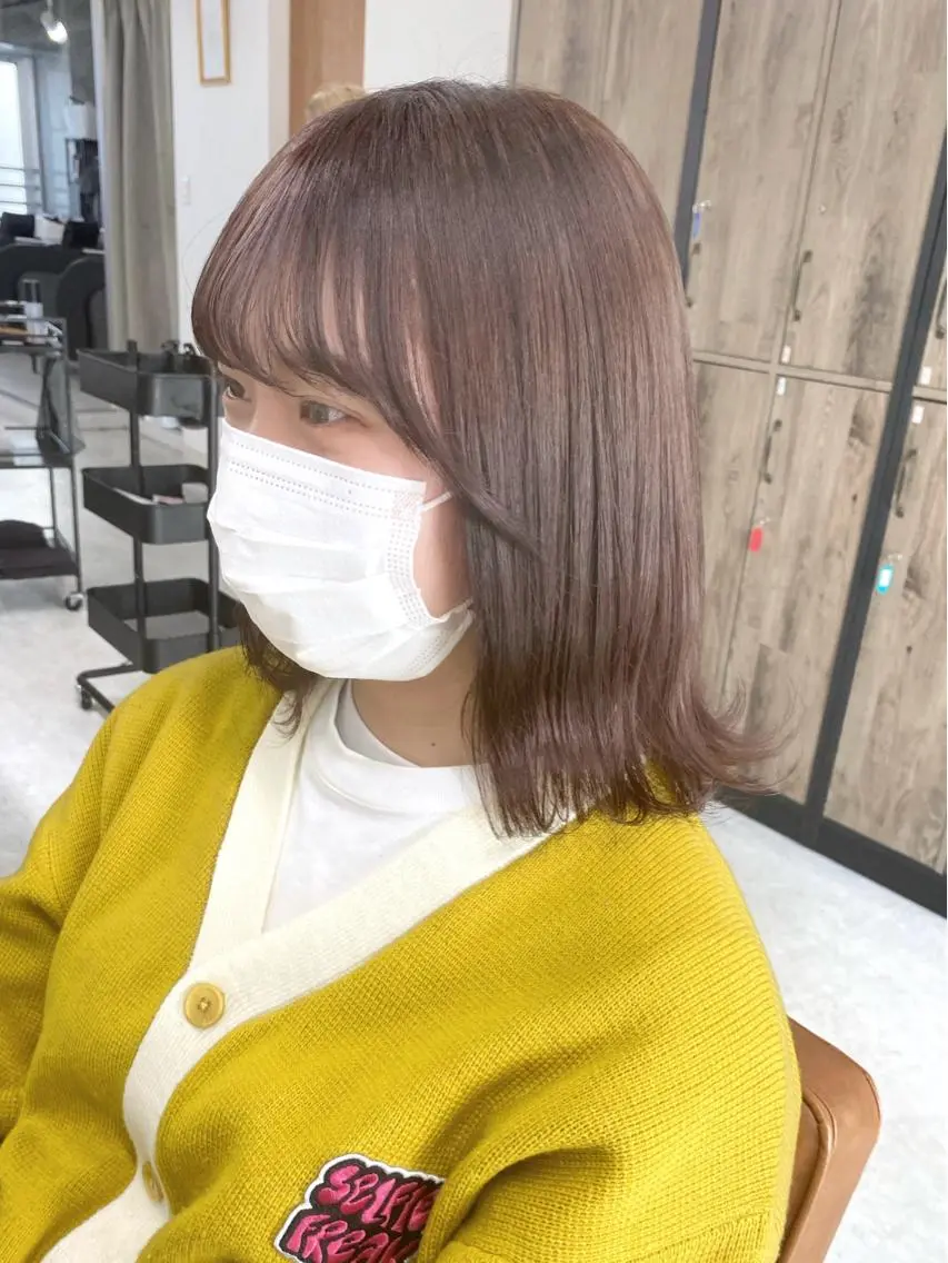 セミロング カラー ヘアアレンジ 🌷FUKA🌷 まろやかハイトーンのヘアスタイル