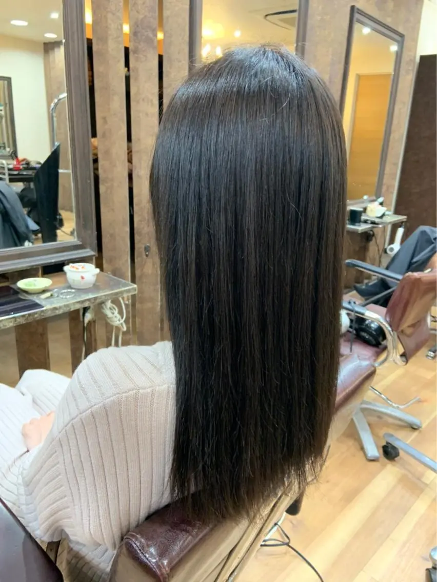 ロング カラー ヘアカラー トリートメント 髪質改善🩵艶髪 ストレート🩵山口のヘアスタイル