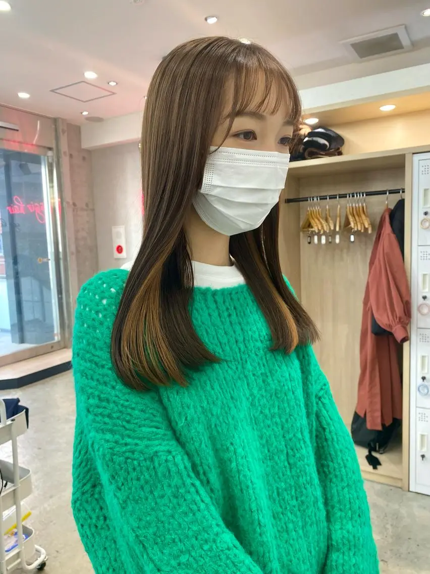 セミロング カラー ヘアアレンジ ヘアカラー 小顔カット/艶 カラー特化♡MIHOのヘアスタイル