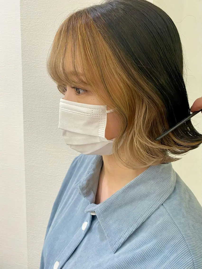 ミディアム カラー ヘアカラー トリートメント 顔周り/ブリーチなし /縮毛矯正🫧伊勢のヘアスタイル