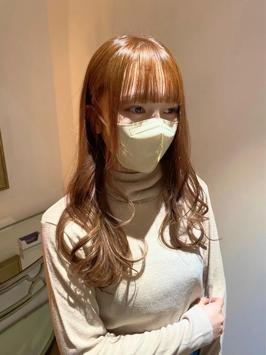 ロング カラー ブラウンカラー オレンジ オレンジブラウン 村松 花笑のヘアスタイル