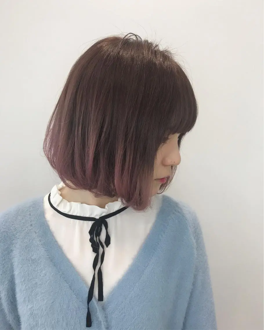 ミディアム カラー アッシュ グラデーションカラー ピンクカラー カット ヘアカラー トリートメント インナーエクステ渋谷 🦋KAJIのヘアスタイル