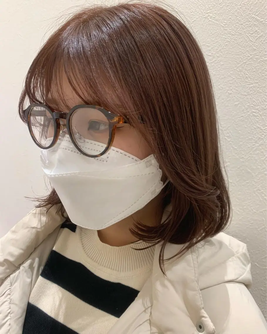 ミディアム カラー ベージュカラー コーラルベージュ ボブ 韓国風ヘア hubhair レイヤー/透明感のヘアスタイル