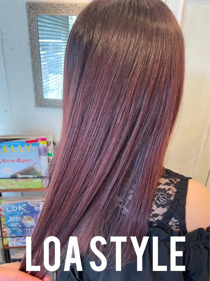 セミロング パープルカラー ヘアカラー トリートメント 松本 誠也のヘアスタイル