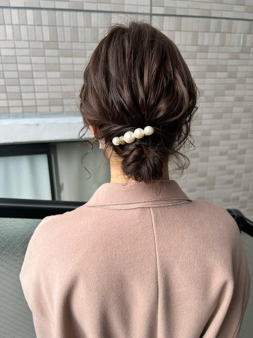 ミディアム カラー ヘアアレンジ ボブ ヘアセット カラーパティシエ facce🌼ikoのヘアスタイル