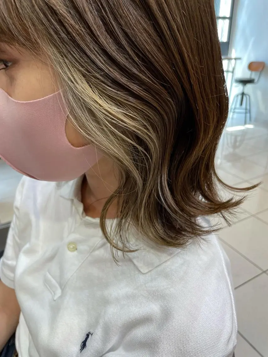 ミディアム カラー アッシュ ベージュカラー 女性リピ90%🍨 🩷佐藤みずきのヘアスタイル