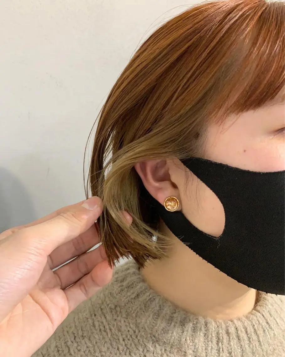 ミディアム カラー パーマ ボブパーマコテ巻き風 パーマNo1深江秀平のヘアスタイル