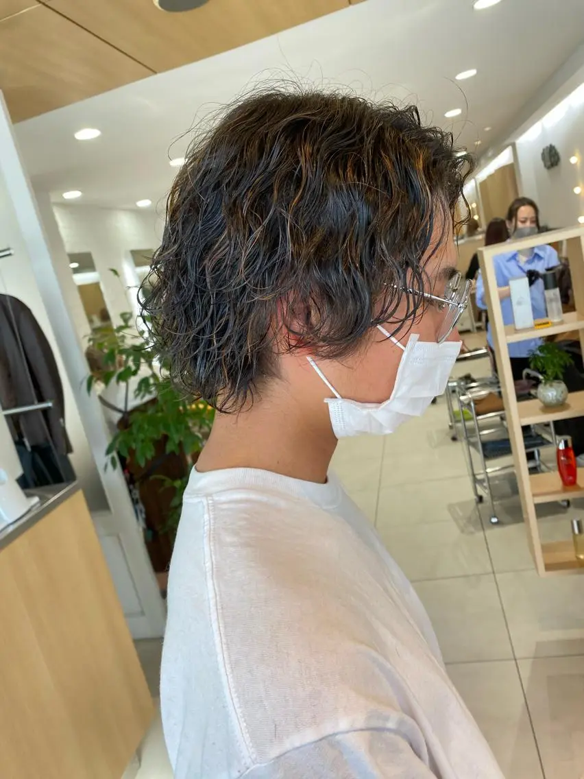ショート パーマ カット パーマ ハイトーン/メンズ 水野翔太のヘアスタイル