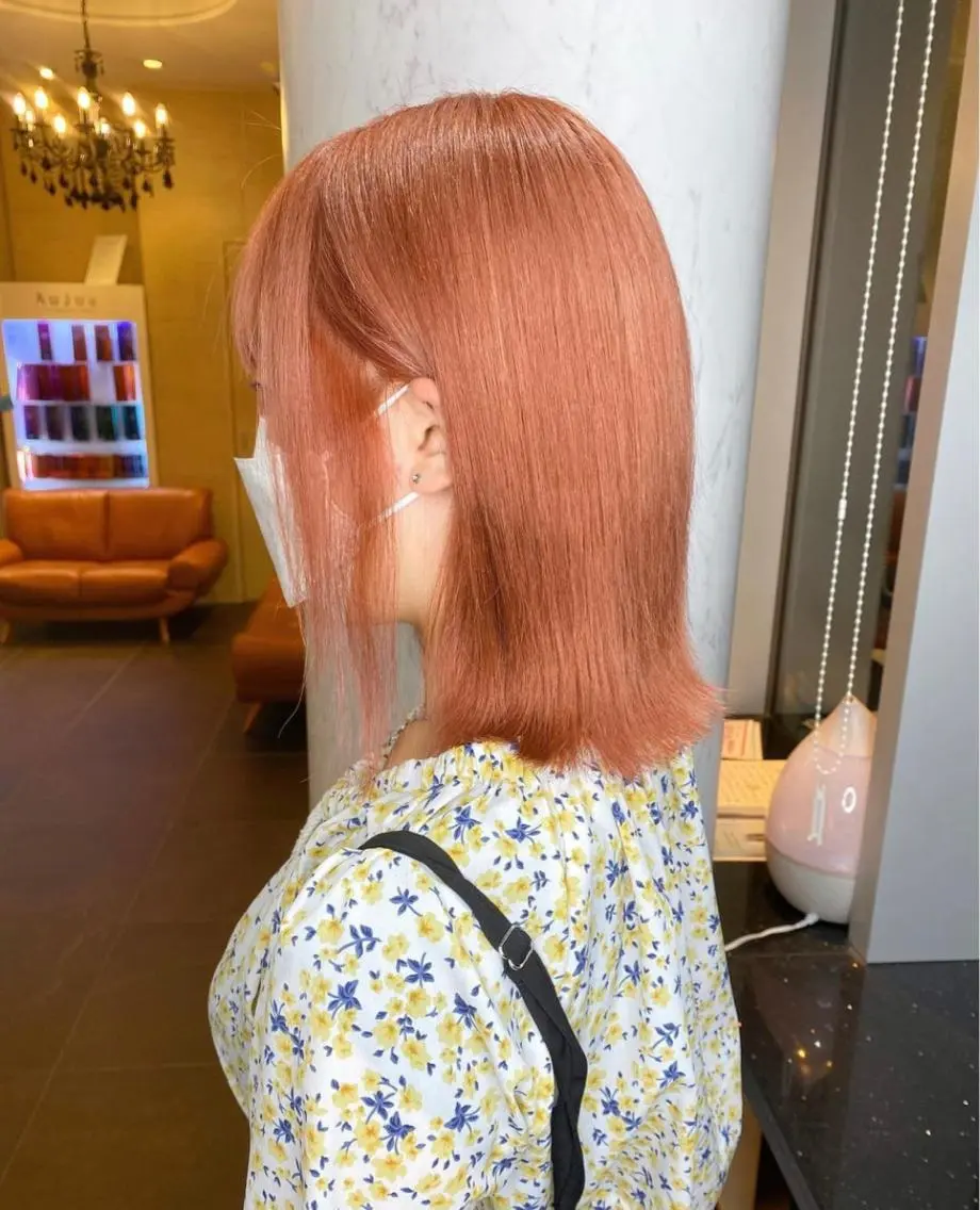 ミディアム カラー オレンジ ヘアカラー トリートメント 🌱ブリーチ・透明感 カラー/mapi🦭のヘアスタイル
