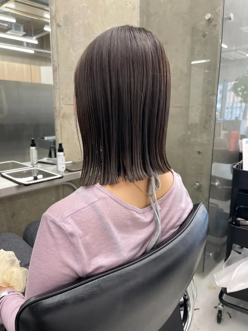 ミディアム カラー カット ヘアカラー トリートメント ✨縮毛矯正/ボブ✨ 佐藤 さくらのヘアスタイル