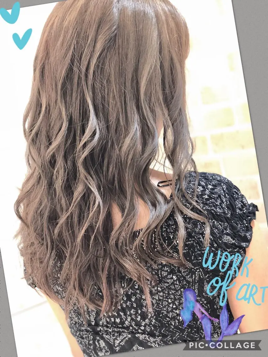 セミロング カラー ブリーチ ケアブリーチ 透明感カラー グレージュ イルミナカラー 永島 桜のヘアスタイル