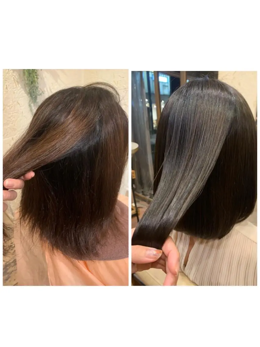 ミディアム カラー ハイトーンカラー 髪質改善 トリートメント 加茂 しのぶのヘアスタイル