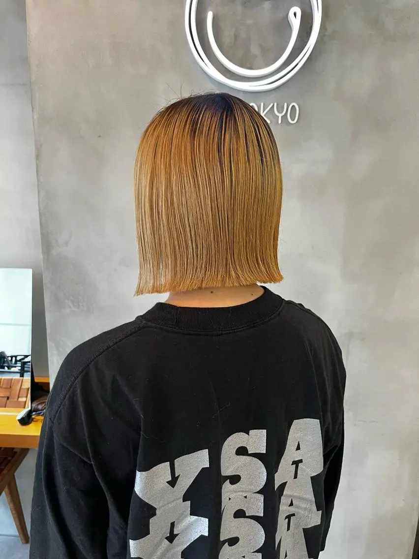 ミディアム 縮毛矯正ボブ&顔まわ レイヤー♡TOMOEのヘアスタイル