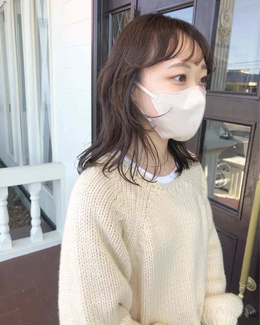 ロング カラー グレージュ ラベンダーカラー ラベンダーグレージュ ラベンダーグレー 顔まわりレイヤー 江原 彩華のヘアスタイル