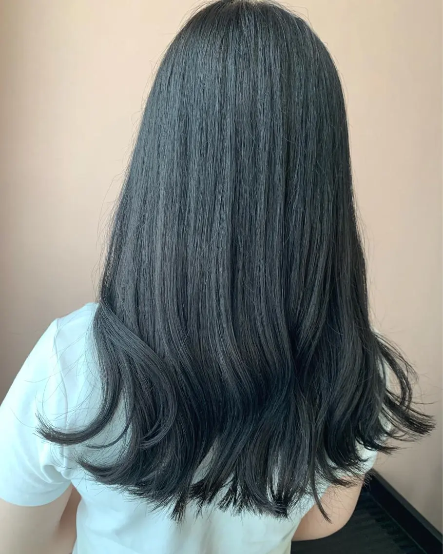 ロング カラー 黒髪 グレーブラック hubhair レイヤー/透明感のヘアスタイル