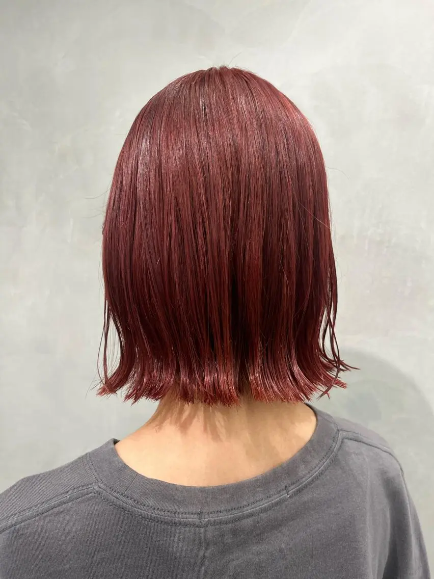 カラー ブリーチ ブラウンカラー レッドカラー 中村 彩夏のヘアスタイル