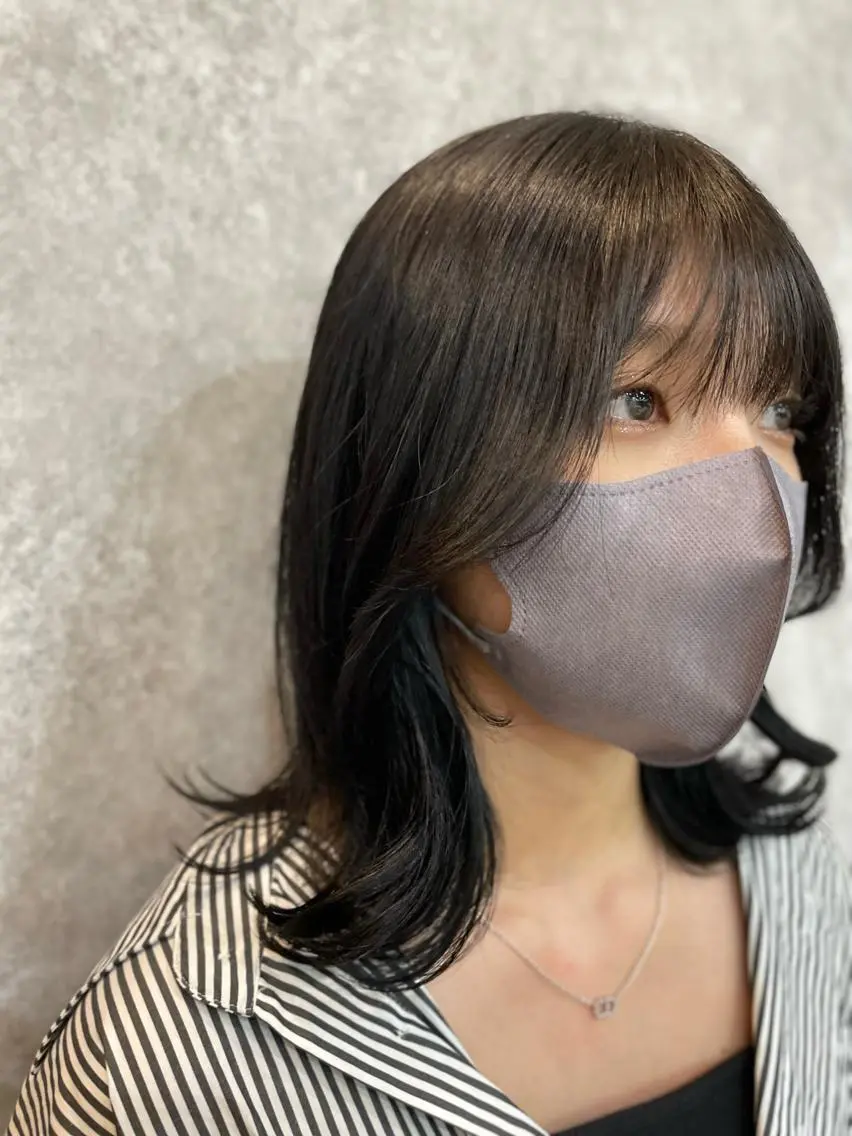 ミディアム カラー ケアカラー くびれヘア たなか りなのヘアスタイル