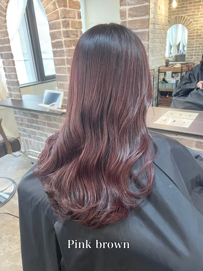 ロング カラー ブラウンカラー ピンクカラー ピンクブラウン ヘアカラー トリートメント 艶カラー/インナー /グラデ/大西小百合のヘアスタイル