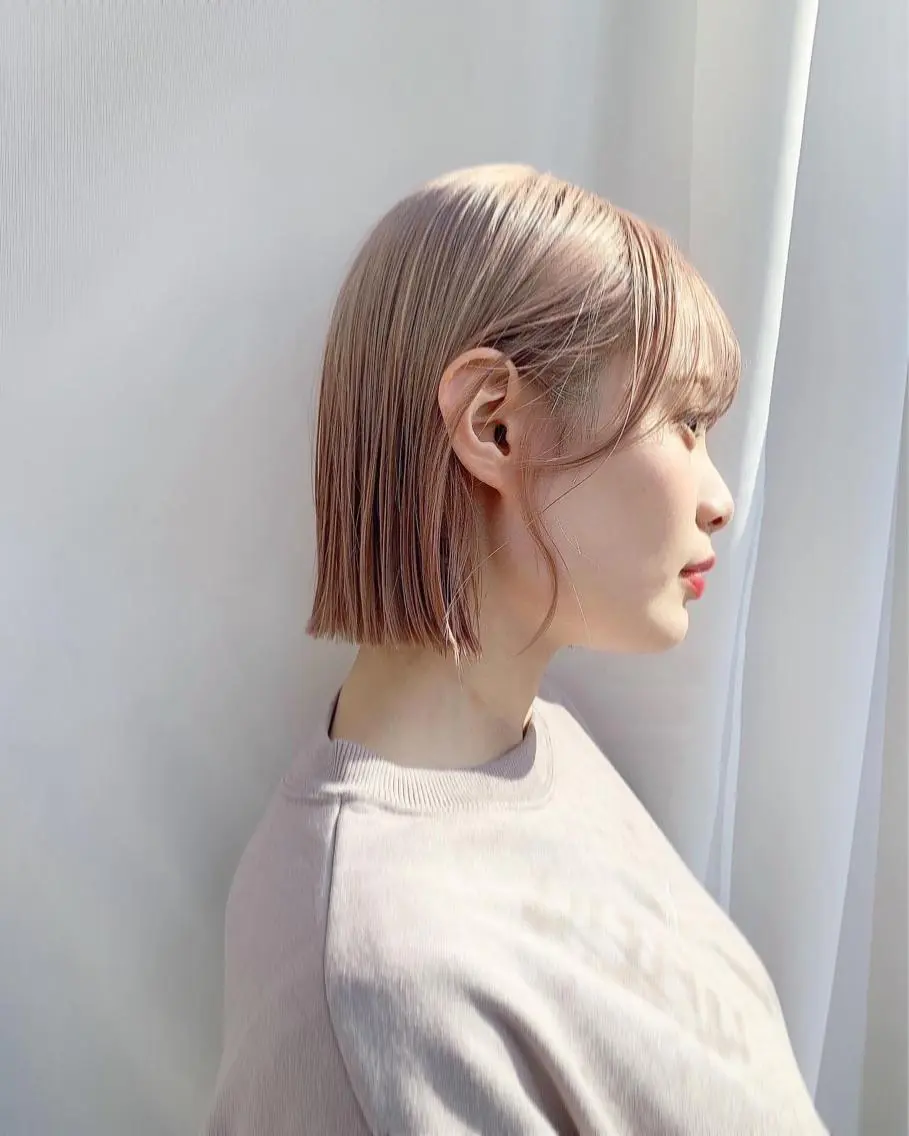 ショート カラー ブリーチ グレージュ 韓国風ヘア レイヤー専門家 ダブルカラー修のヘアスタイル