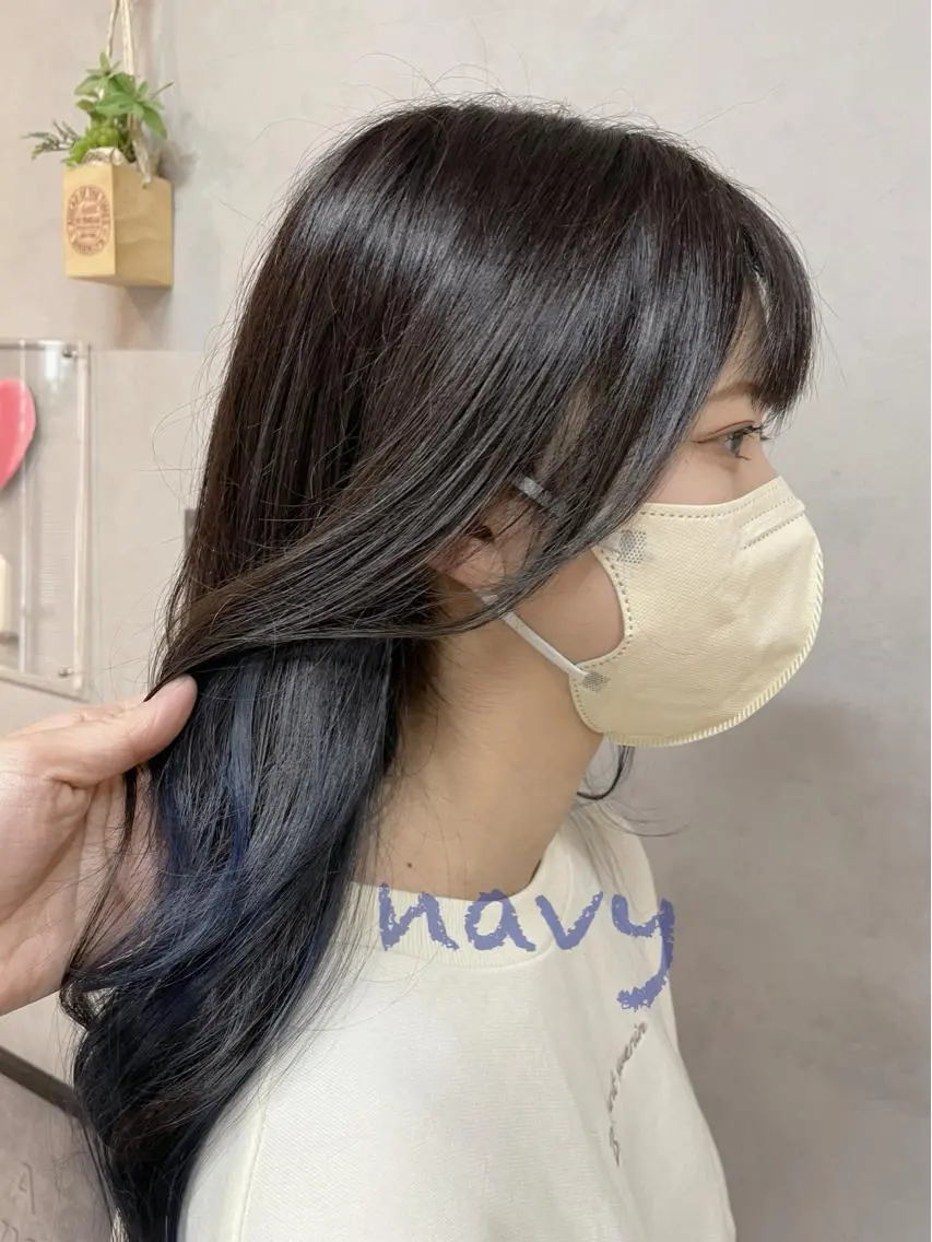 ミディアム カラー ネイビーカラー 中村 幸子のヘアスタイル